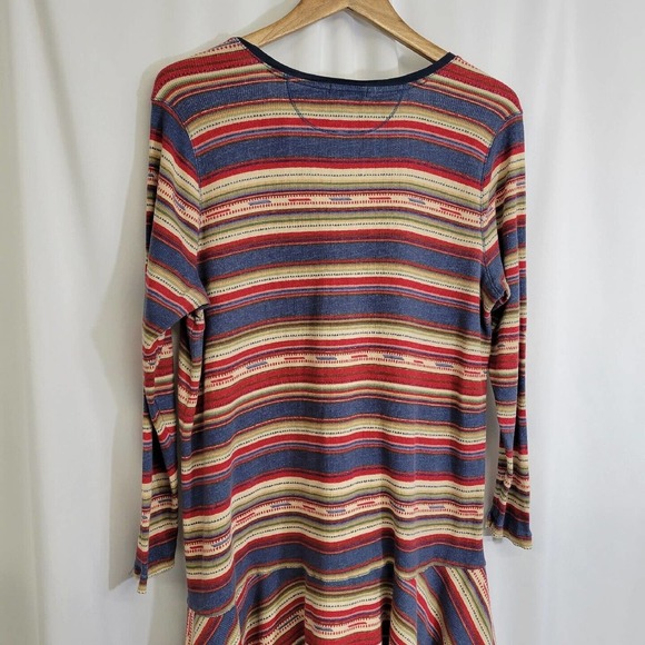 LRL Ralph Lauren Southwest Striped Print Drop Waist Thermal Henley Dress Size 1X - Picture 5 of 7